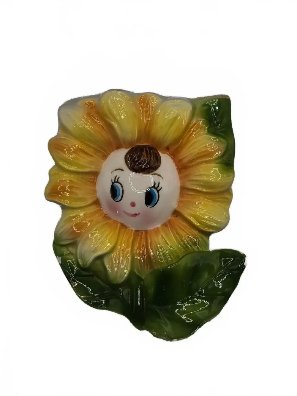 Vintage 1950s Anthropomorphic Sunflower Wall Pocket-small-Made in Japan PY Miyao